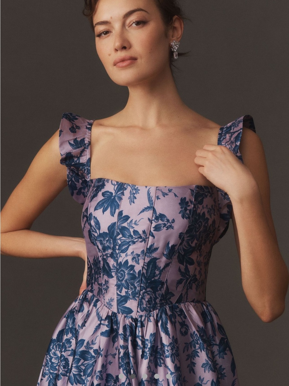 SZ MEDIUM - BHLDN Taffeta Bow-Detailed Square-Neck A-Line Maxi Dress - Picture 2 of 7